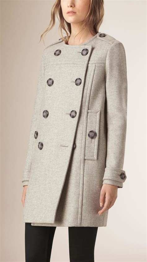 collarless wool blend coat burberry|Burberry Wool Coats for Women .